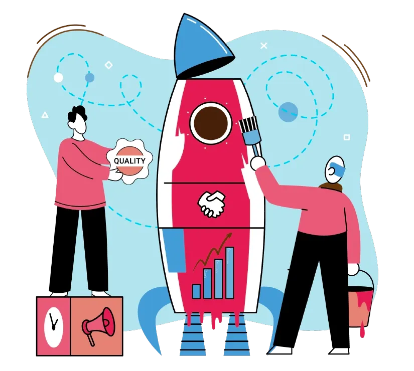 協力者とプロジェクトを立ち上げるイラスト